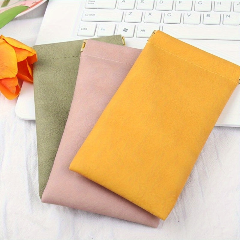 4pcs Set of Soft Fashion Eyeglass Cases, Daily Portable Squeeze-Top Glasses Boxes, Easy Solid-Colored Eyewear Storage Bags, Suitable for Fashion Glasses, Sunglasses, Reading Glasses And Glasses Additions