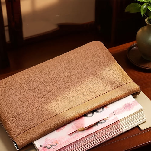 Automatic Sealing PU Material Vintage Long Wallet with Automatic Closure, Large Bill and Small Coin Storage Pouch, Snap Closure Coin Purse