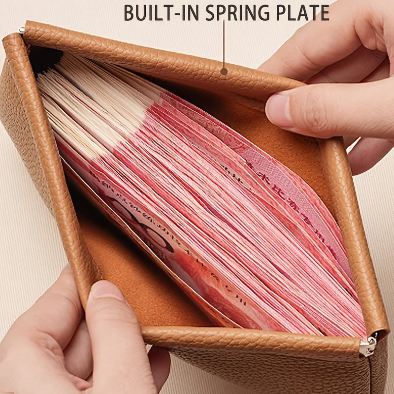 Automatic Sealing PU Material Vintage Long Wallet with Automatic Closure, Large Bill and Small Coin Storage Pouch, Snap Closure Coin Purse