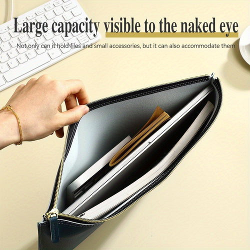 Large Capacity A4 Document Bag, Exquisite Zipper Anti-Fall, Multi-Color Optional Business Office Data Storage Bag