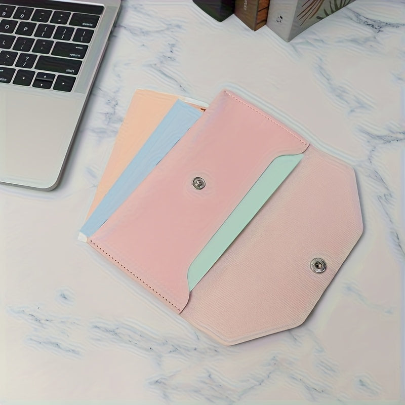 Money Envelope Wallet - Reusable Multi-Functional Card Holder with Button Closure, Multiple Compartments for Cash & Cards, Minimalist Solid Color Design, Casual Wallet for Everyday Use, Personal Finance | Minimalist Wallet | Interior Compartments, Small W
